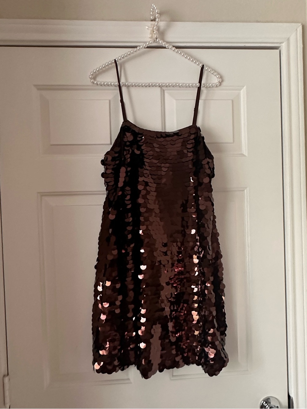 A New Day Chocolate Sequin Disk Party Dress